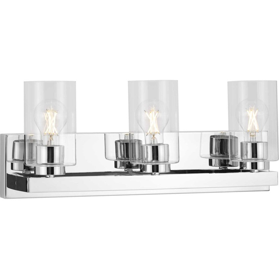 Progress Lighting Goodwin 3 Light Bathroom Vanity, Chrome/Clear - P300388-015