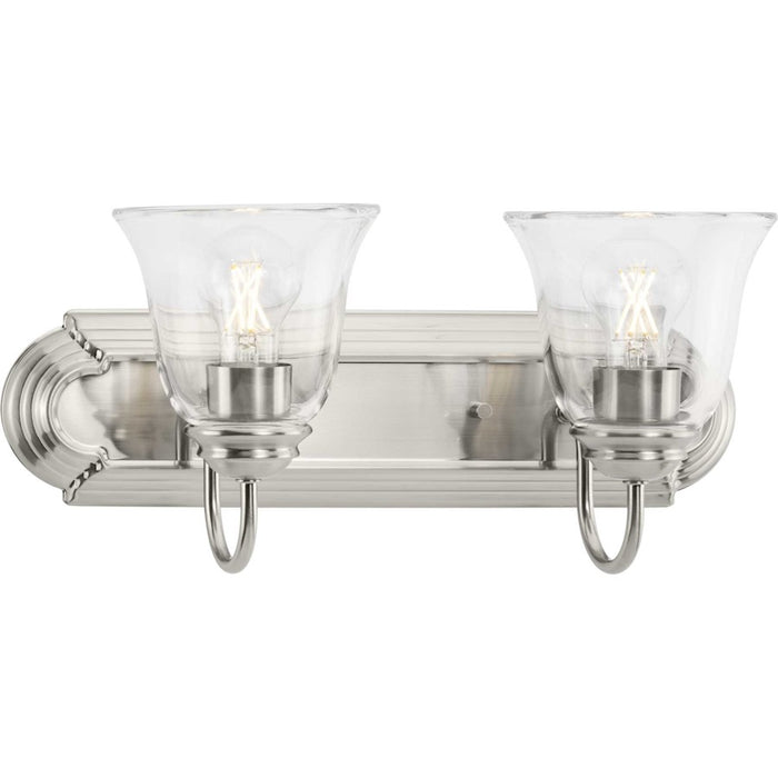 Progress Lighting Clear 2 Light Bathroom Vanity, Nickel/Clear - P300390-009