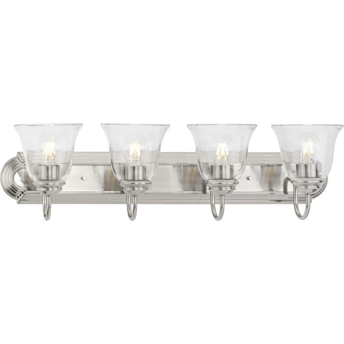 Progress Lighting Clear 4 Light Bathroom Vanity, Nickel/Clear - P300392-009