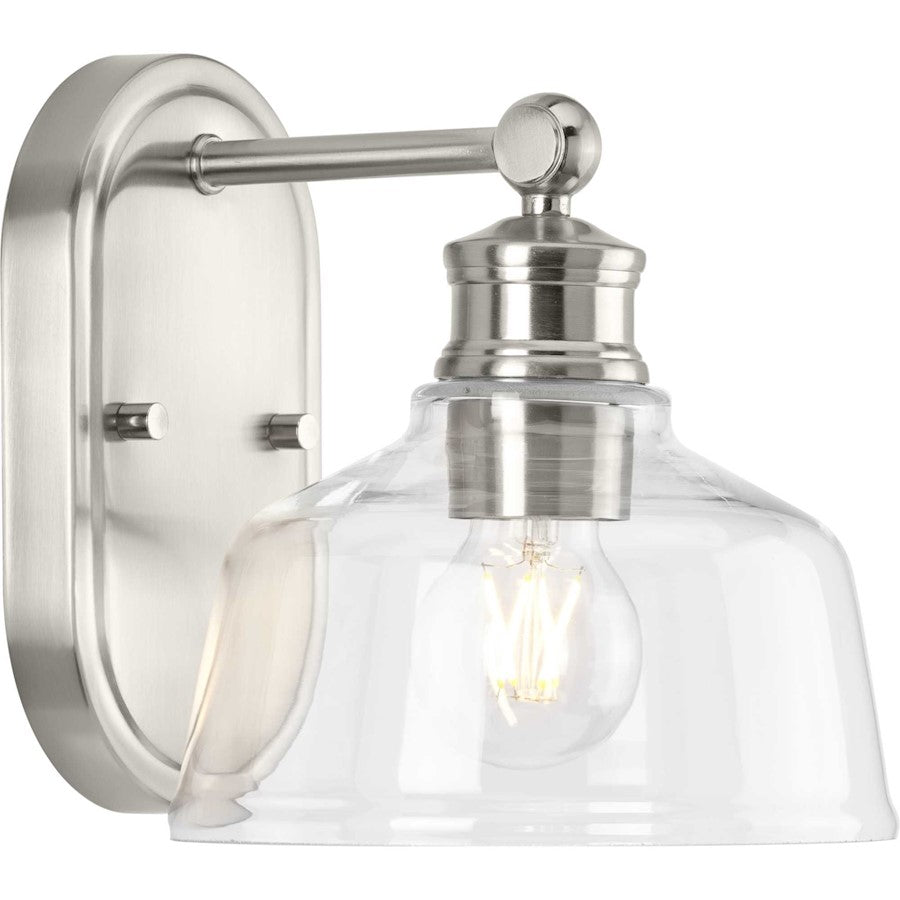 Progress Lighting Singleton 1 Light Wall Sconce, Nickel/Clear - P300395-009