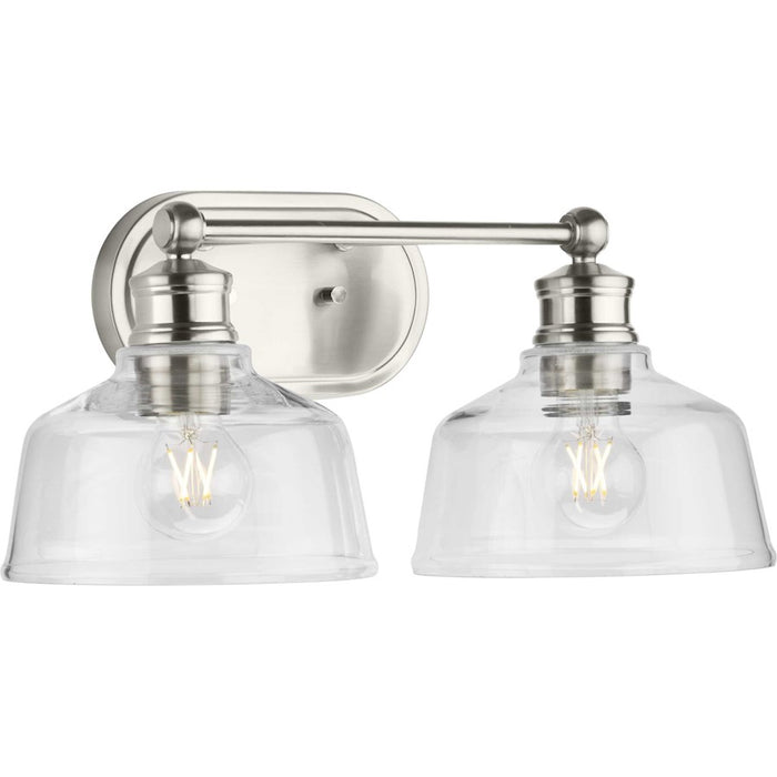 Progress Lighting Singleton 2 Light Bathroom Vanitys, Nickel/Clear - P300396-009