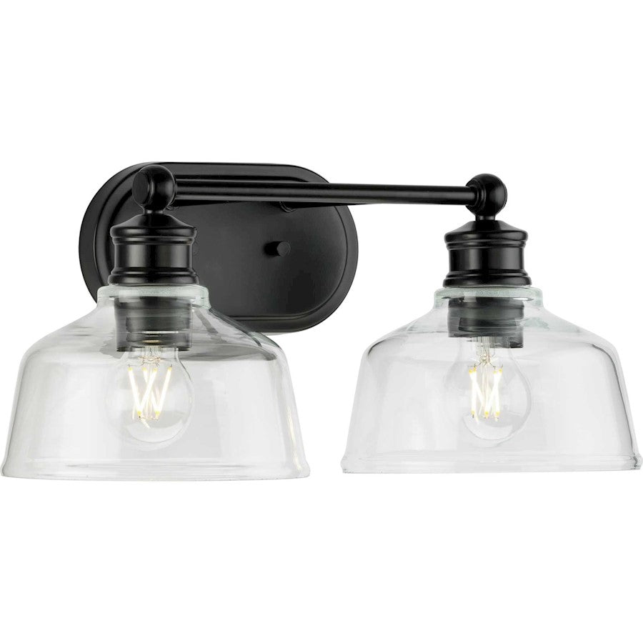 Progress Lighting Singleton 2 Light Bathroom Vanitys, Black/Clear - P300396-31M