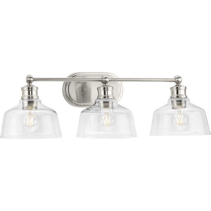 Progress Lighting Singleton 3 Light Bathroom Vanitys, Nickel/Clear - P300397-009