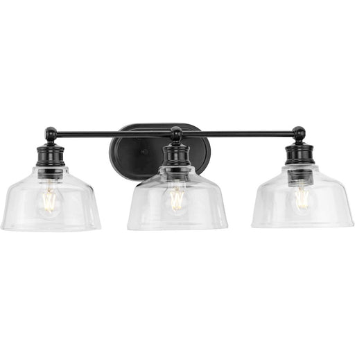 Progress Lighting Singleton 3 Light Bathroom Vanitys, Black/Clear - P300397-31M