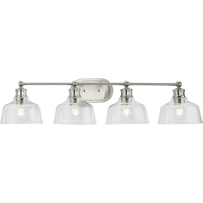 Progress Lighting Singleton 4 Light Bathroom Vanitys, Nickel/Clear - P300398-009