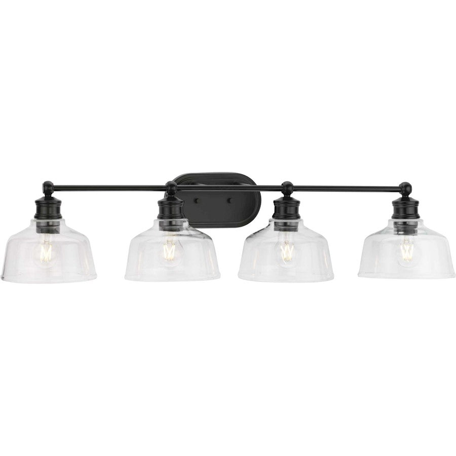 Progress Lighting Singleton 4 Light Bathroom Vanitys, Black/Clear - P300398-31M