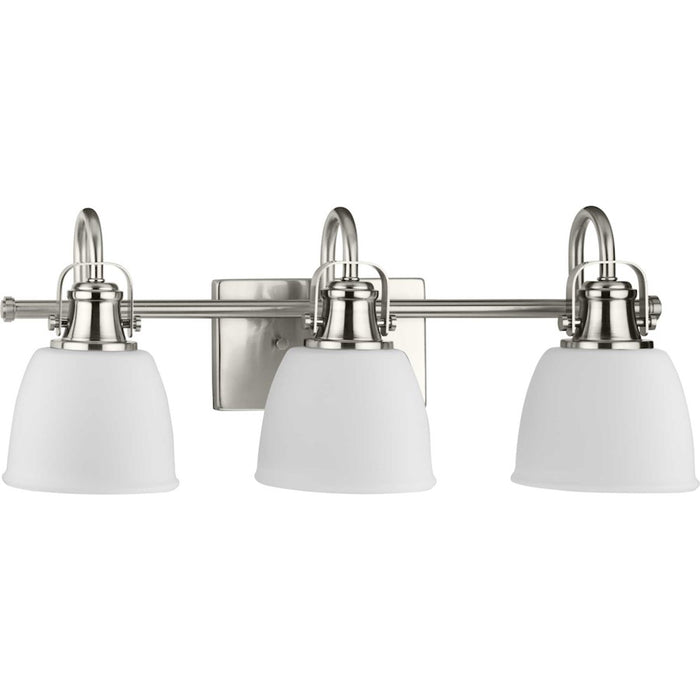 Progress Preston 3 Light Bathroom Vanity, Nickel/Etched Opal - P300428-009