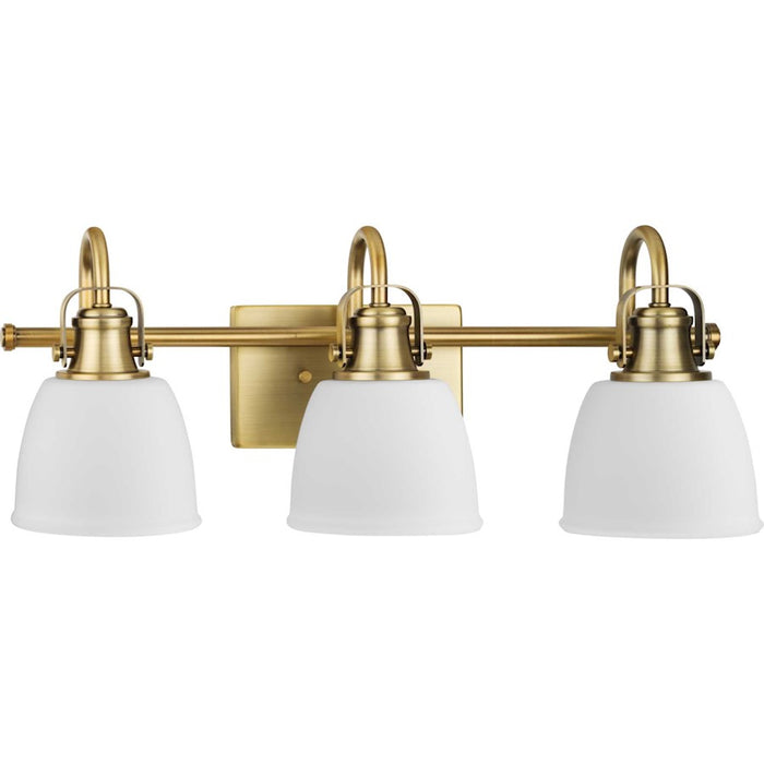 Progress Preston 3 Light Bathroom Vanity, Brass /Etched Opal - P300428-163