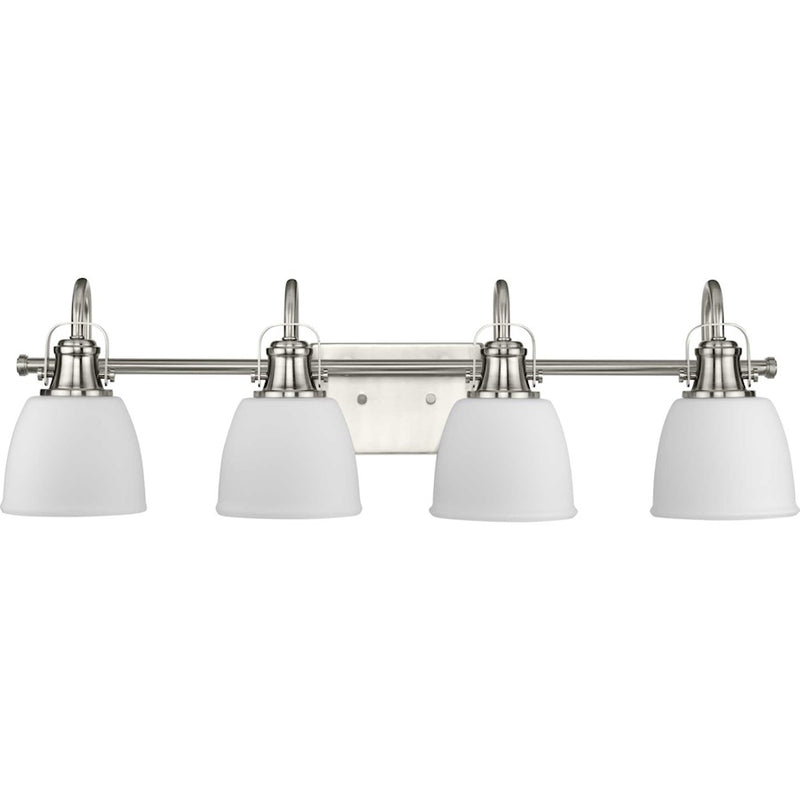 Progress Preston 4 Light Bathroom Vanity, Nickel/Etched Opal - P300429-009