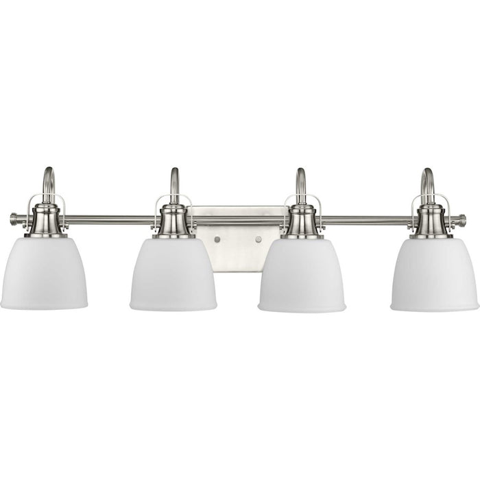 Progress Preston 4 Light Bathroom Vanity, Nickel/Etched Opal - P300429-009