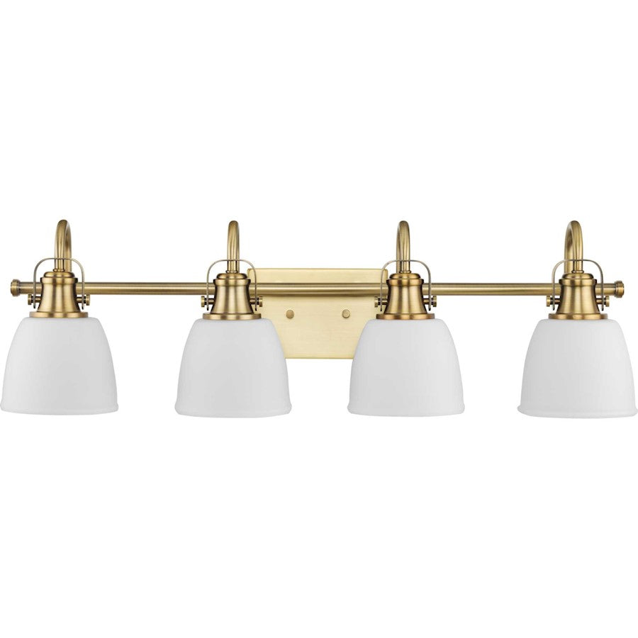 Progress Preston 4 Light Bathroom Vanity, Brass /Etched Opal - P300429-163