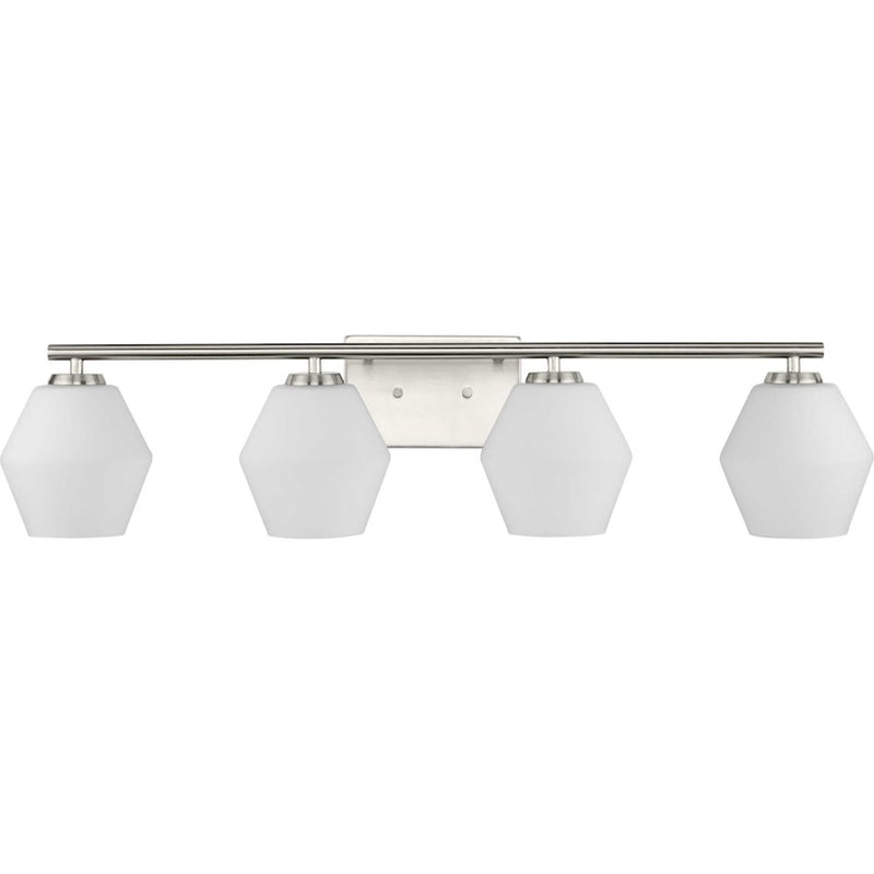 Progress Copeland 4 Light Bathroom Vanity, Nickel/Etched Opal - P300433-009