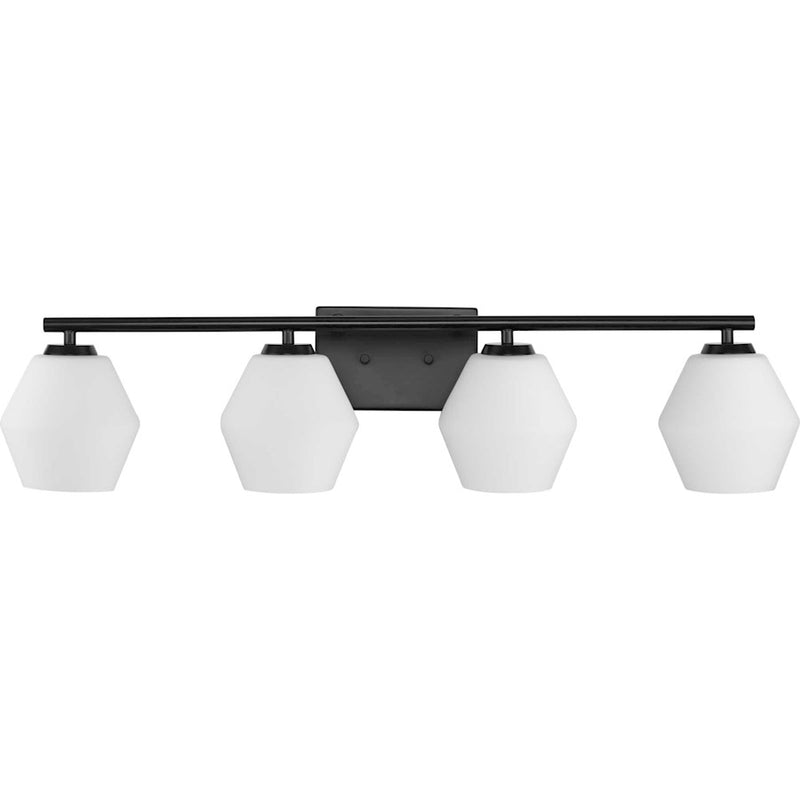 Progress Copeland 4 Light Bathroom Vanity, Black/Etched Opal - P300433-31M
