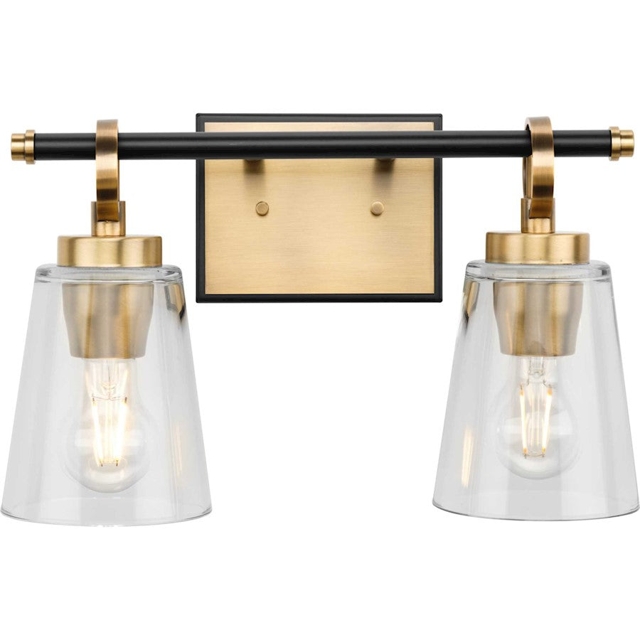 Progress Lighting Cassell 14.5"W Bath Vanity Light, Brass/Clear - P300481-163