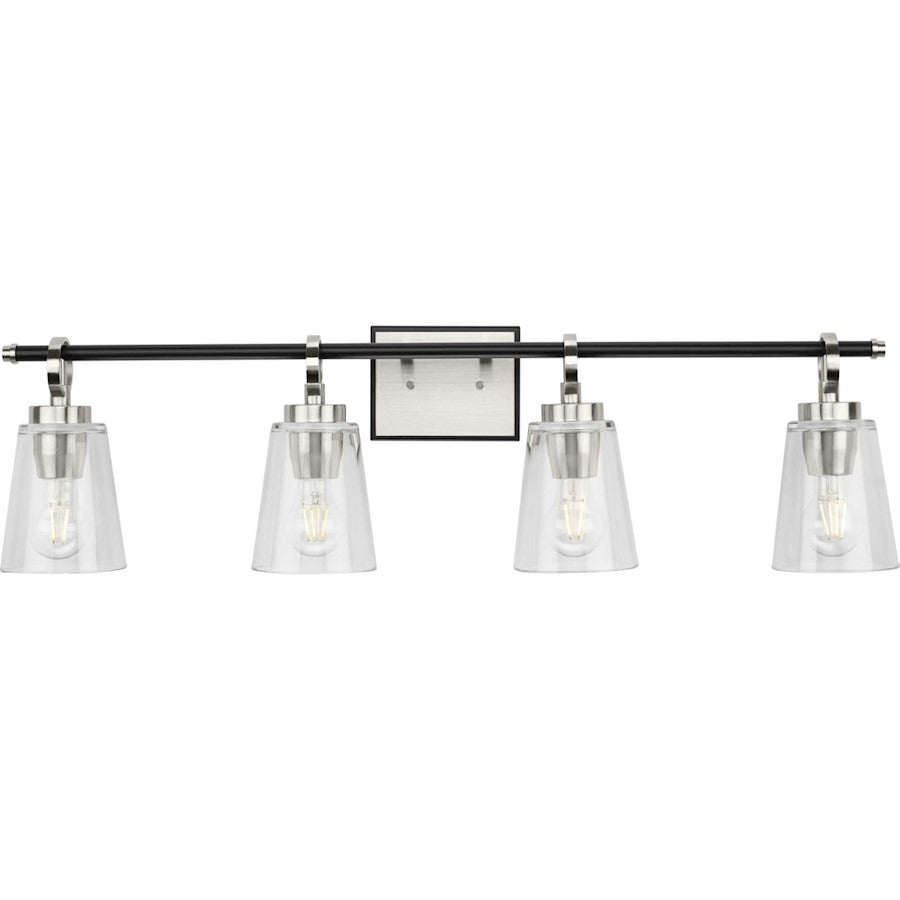 Progress Lighting Cassell 33.87"W Bath Vanity Light, Nickel/Clear - P300483-009