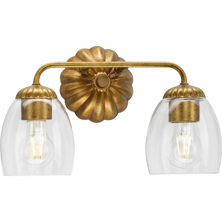 Progress Lighting Quillan 14.5"W Bath Vanity Light, Gold/Clear - P300489-204