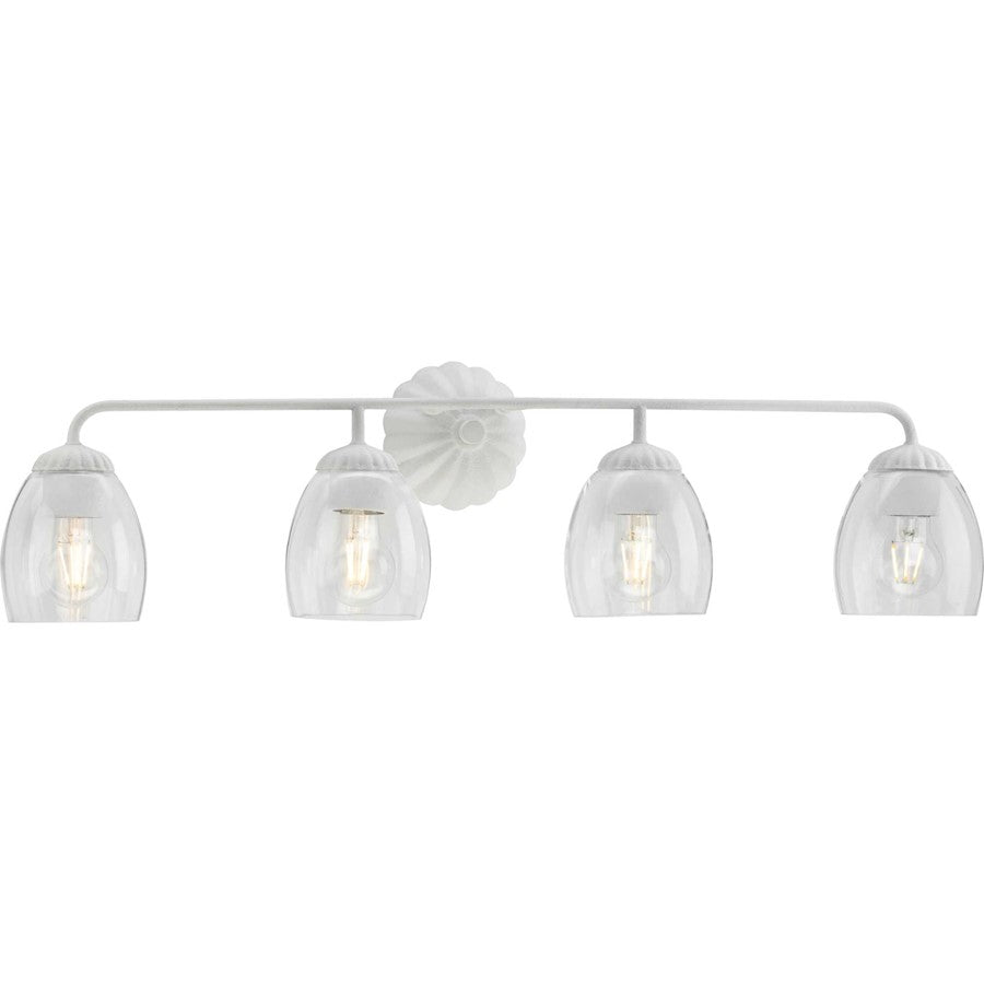 Progress Lighting Quillan 33.62"W Bath Light, White Plaster/Clear - P300491-197