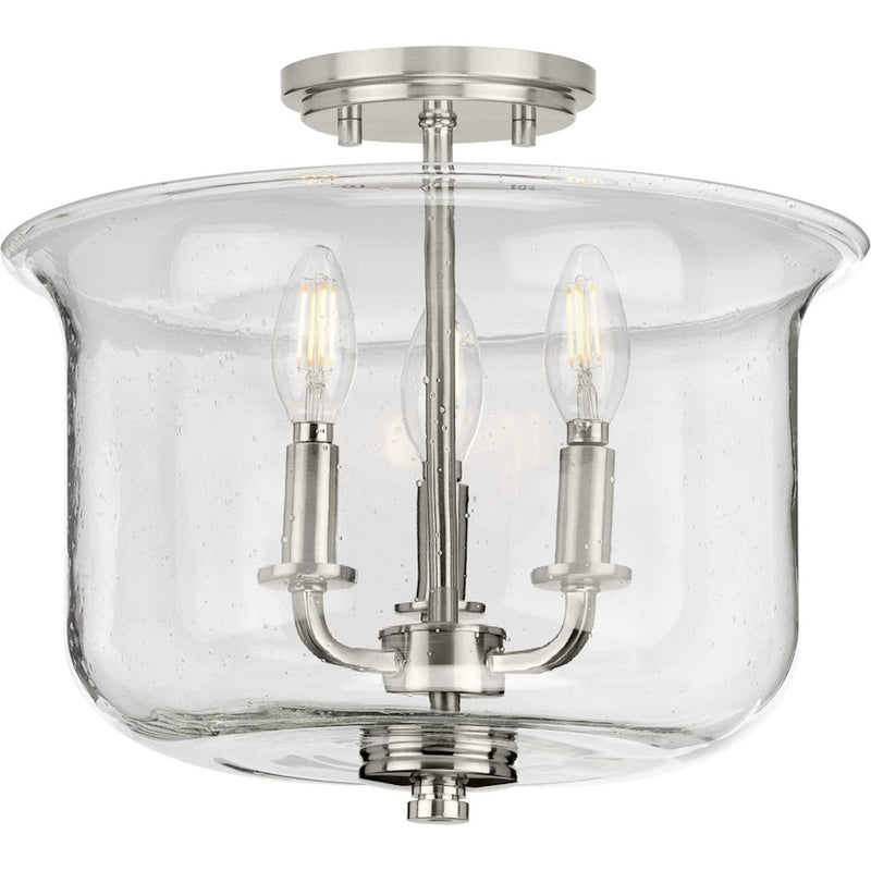 Progress Lighting Winslett 3-Light Semi-Flush Mount, Seeded