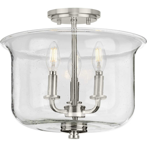 Progress Lighting Winslett 3-Light Semi-Flush Mount, Seeded