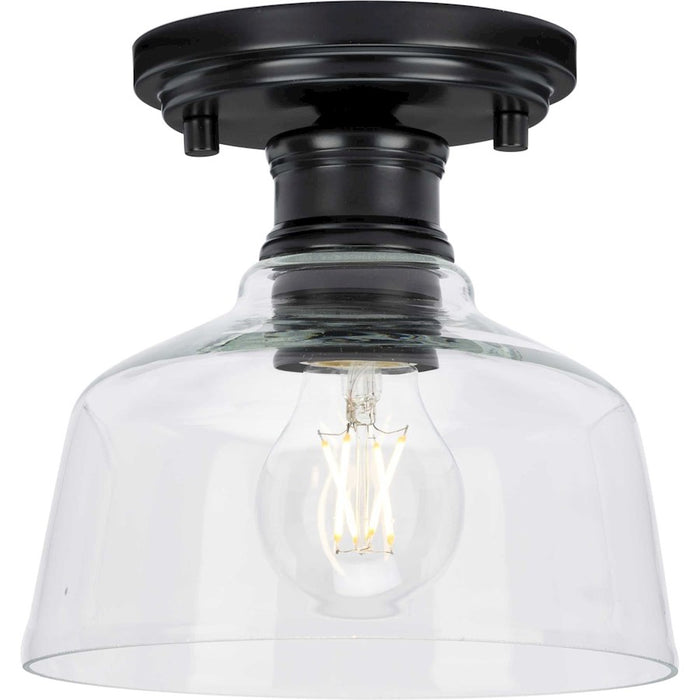 Progress Lighting Singleton 1 Light 7" Semi-Flush, Black/Clear - P350226-31M