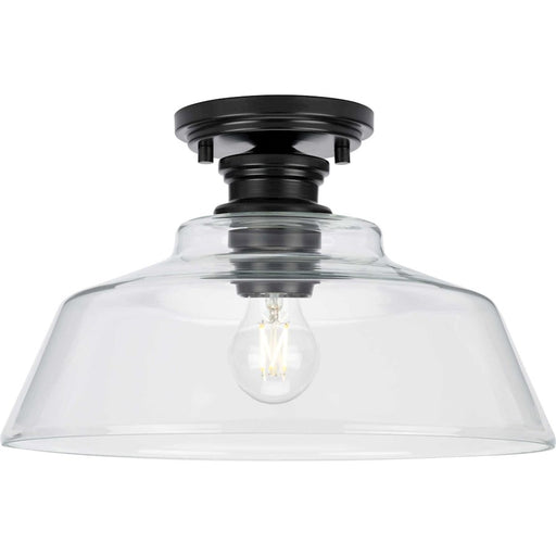 Progress Lighting Singleton 1 Light 14" Semi-Flush, Black/Clear - P350227-31M