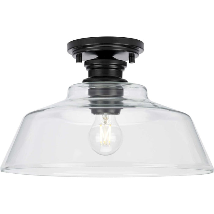 Progress Lighting Singleton 1 Light 14" Semi-Flush, Black/Clear - P350227-31M