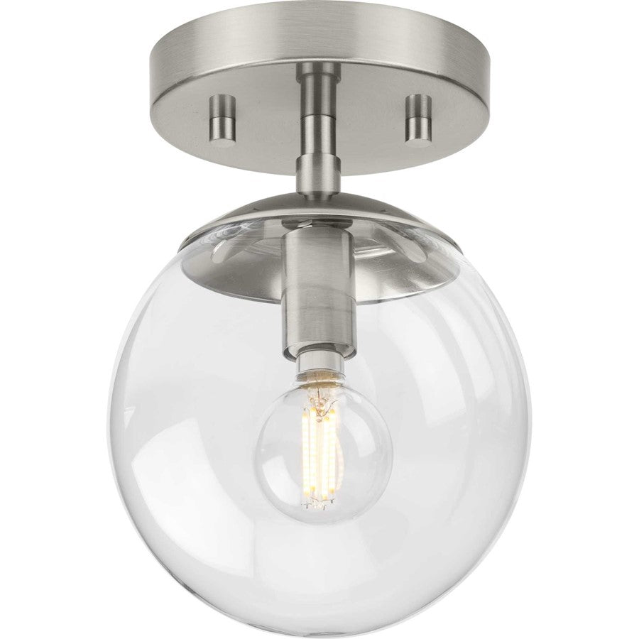 Progress Lighting Atwell 1 Light Semi-Flush Mount, Nickel/Clear - P350234-009