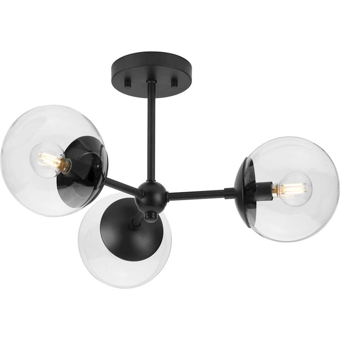 Progress Lighting Atwell 3 Light Semi-Flush Mount, Black/Clear - P350235-31M