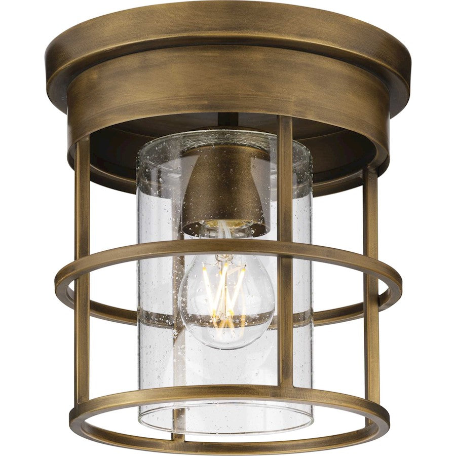 Progress Burgess 1 Light Flush Mount, Aged Bronze/Clear Seeded - P350236-196