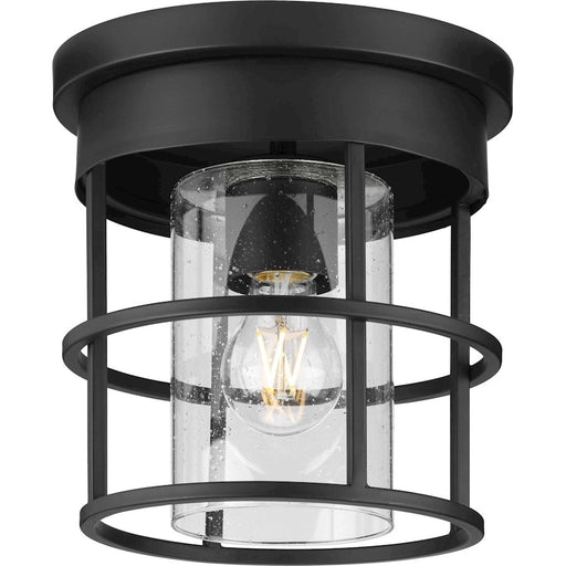 Progress Lighting Burgess 1 Light Flush Mount, Black/Clear Seeded - P350236-31M