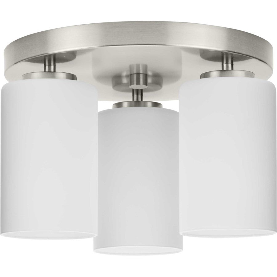 Progress Lighting Cofield 3 Light Flush Mount, Nickel/Etched White - P350238-009