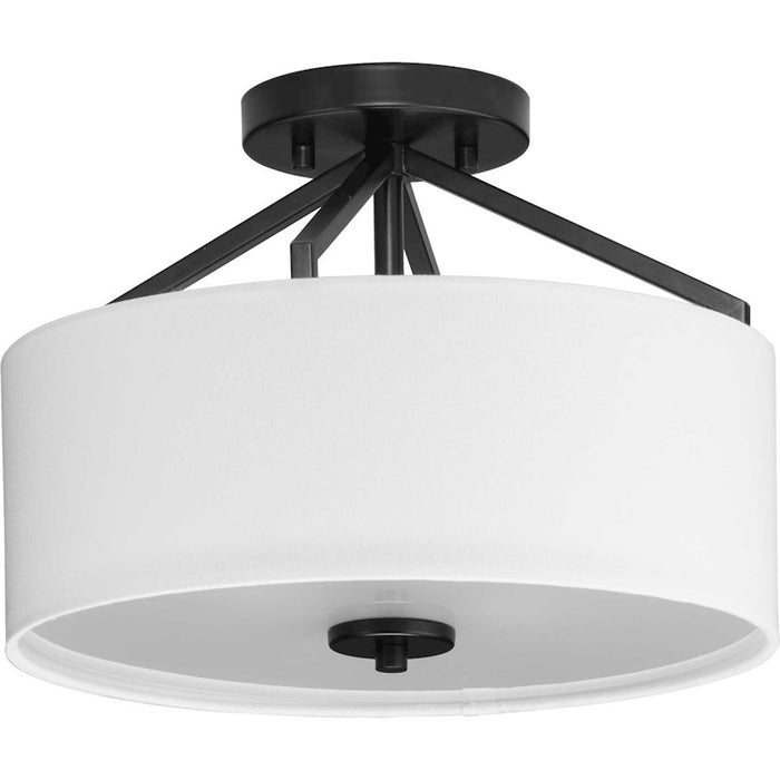 Progress Goodwin 2 Light Semi-Flush Mount, Black/White Linen - P350239-31M