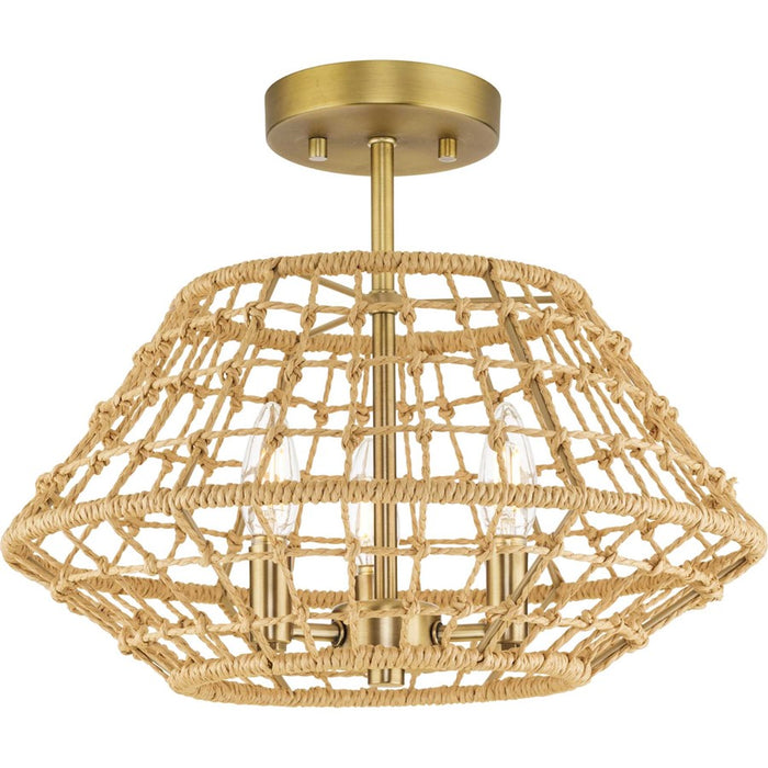 Progress Lighting Laila 3 Light Semi-Flush, Vintage Brass - P350246-163