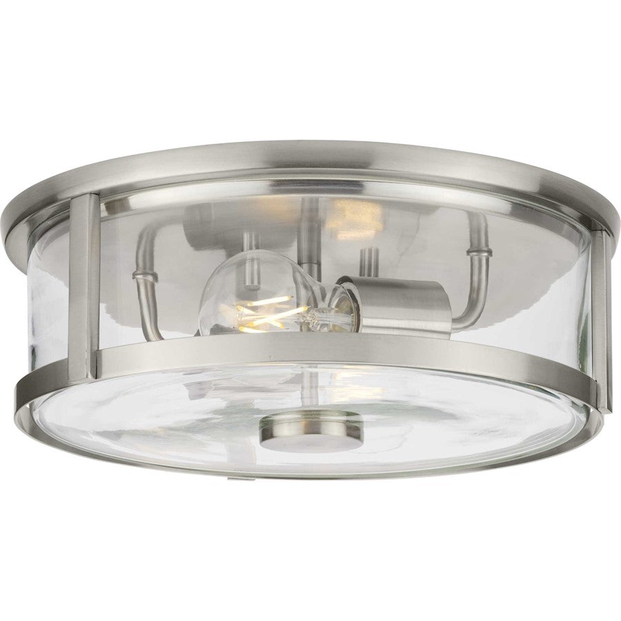 Progress Lighting Gilliam 2 Light Flush Mount, Nickel/Clear - P350253-009