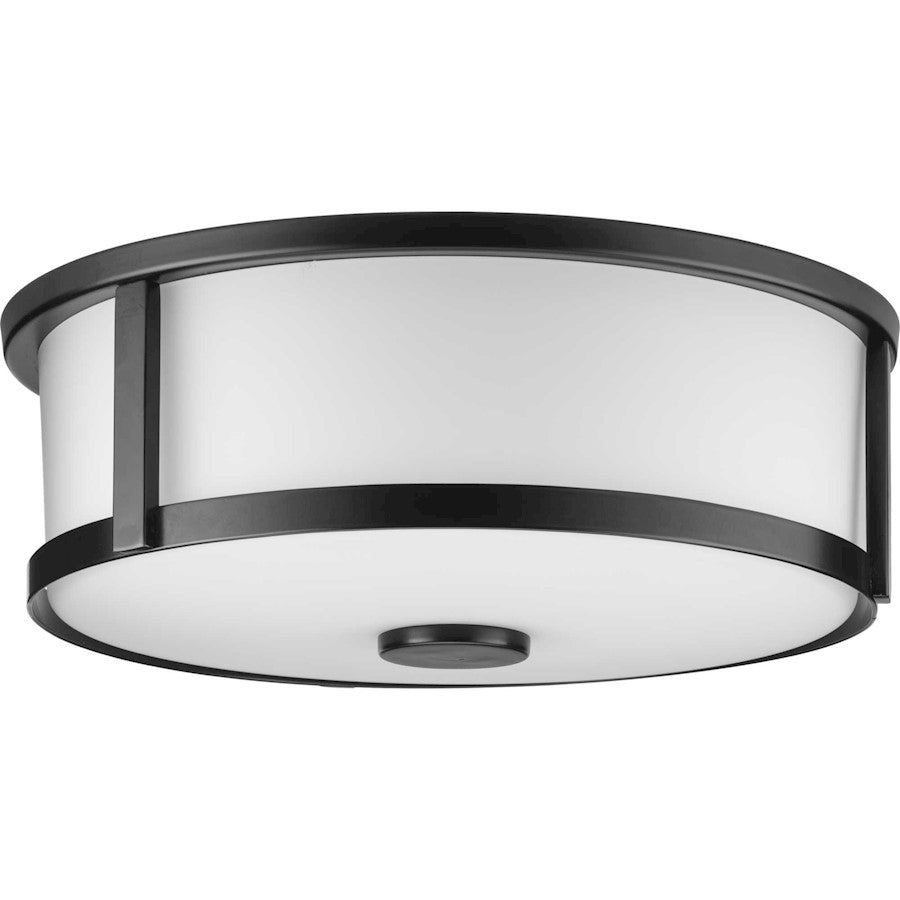 Progress Lighting Gilliam 2 Light Flush Mount, Black//Etched Opal - P350254-31M