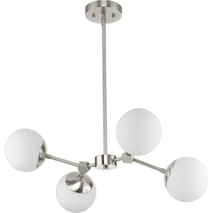 Progress Lighting Haas 4 Light Chandelier, Nickel/Etched Opal - P400307-009