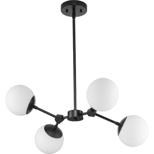 Progress Lighting Haas 4 Light Chandelier, Matte Black/Etched Opal - P400307-31M