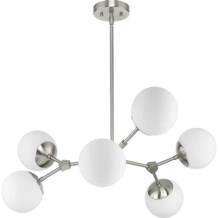 Progress Lighting Haas 6 Light Chandelier, Nickel/Etched Opal - P400308-009