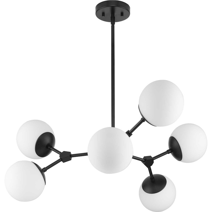 Progress Lighting Haas 6 Light Chandelier, Black/Etched Opal - P400308-31M