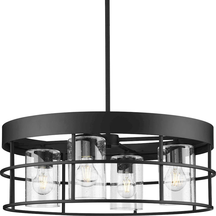 Progress Lighting Burgess 4 Light Chandelier, Black/Clear Seeded - P400311-31M