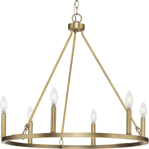 Progress Lighting Gilliam 6 Light Chandelier, Vintage Brass - P400313-163