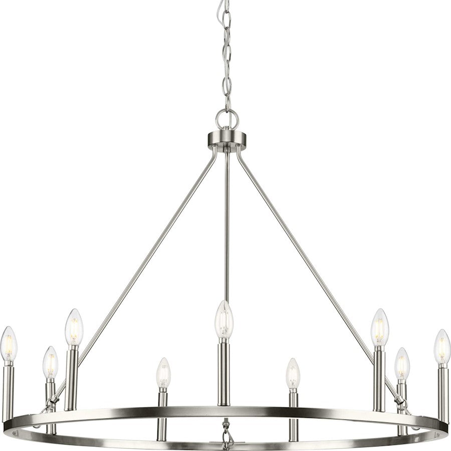 Progress Lighting Gilliam 9 Light Chandelier, Brushed Nickel - P400314-009