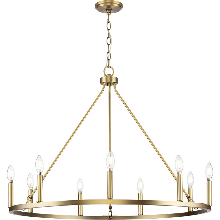 Progress Lighting Gilliam 9 Light Chandelier, Vintage Brass - P400314-163