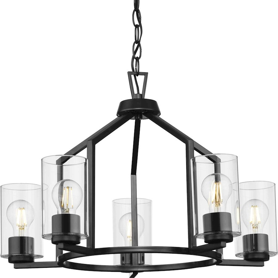 Progress Lighting Goodwin 5 Light Chandelier, Matte Black/Clear - P400316-31M