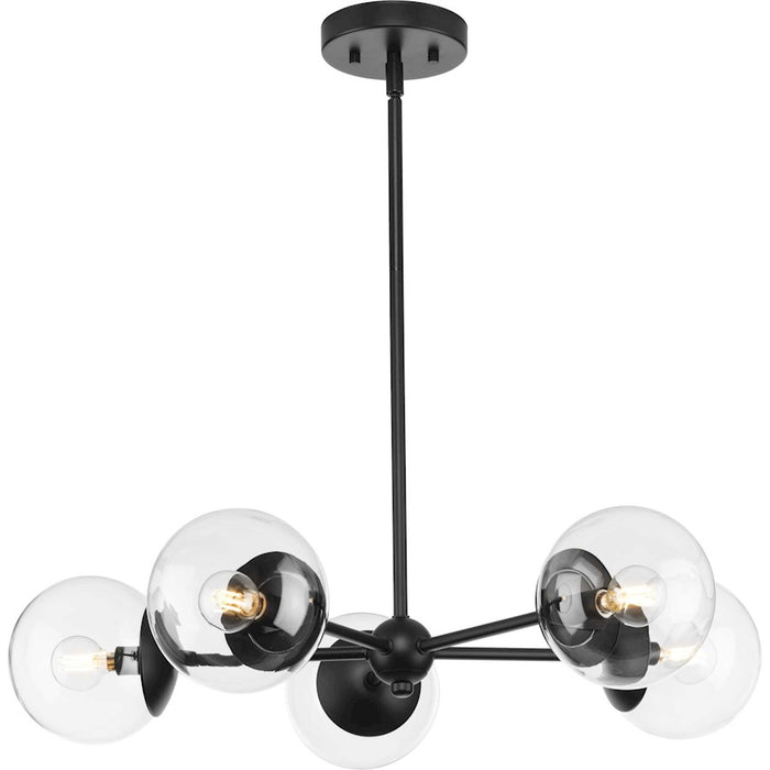 Progress Lighting Atwell 5 Light Chandelier, Matte Black/Clear - P400325-31M