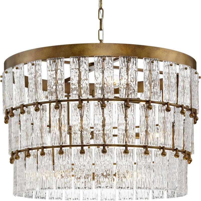 Progress Lighting Chevall 32" Chandelier, Gold/Clear Pressed - P400368-204