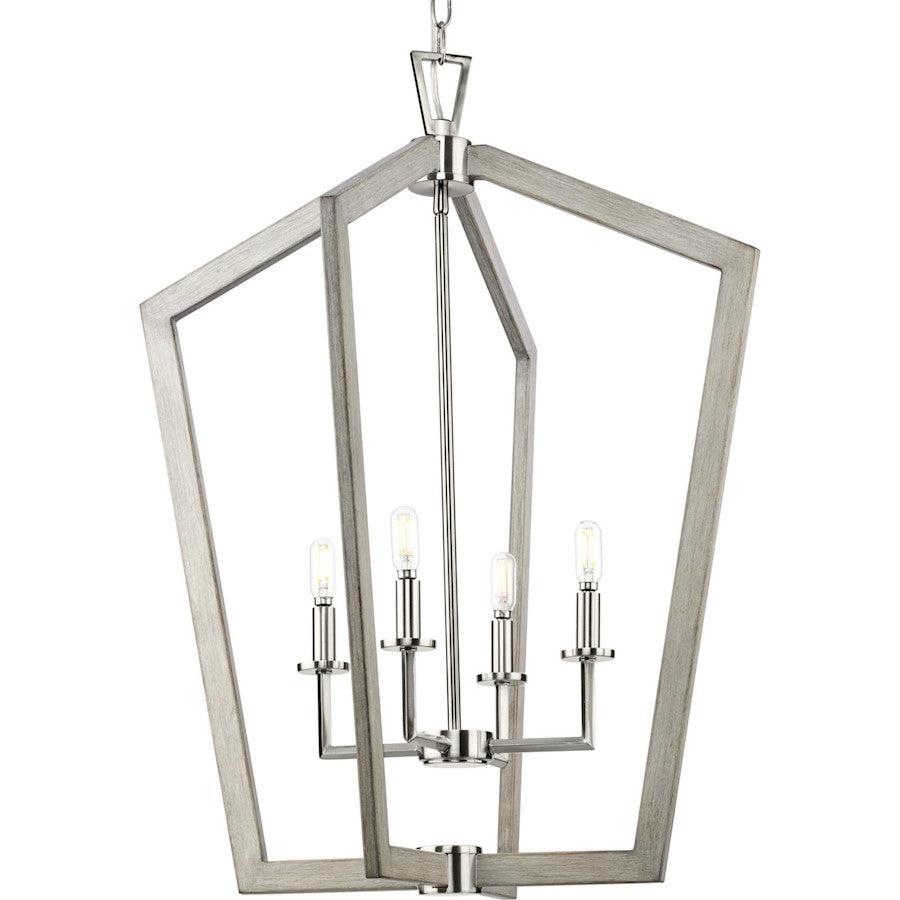 Progress Galloway 4 Light 30" Foyer Light, Nickel/Grey Washed - P500378-009