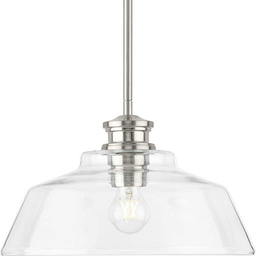 Progress Lighting Singleton 1 Light Pendant, Brushed Nickel/Clear - P500381-009