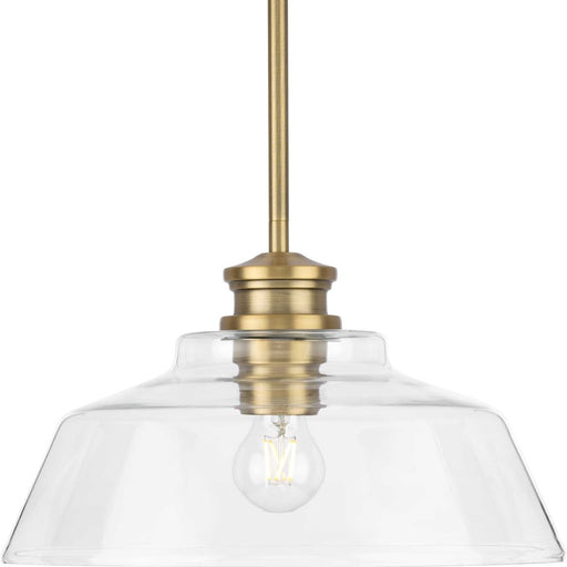 Progress Lighting Singleton 1 Light Pendant, Vintage Brass/Clear - P500381-163