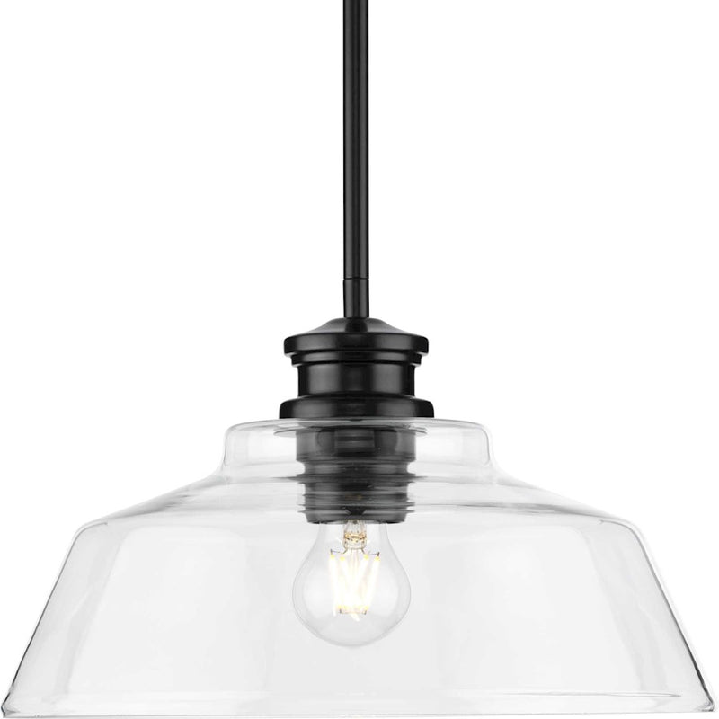 Progress Lighting Singleton 1 Light Pendant, Matte Black/Clear - P500381-31M